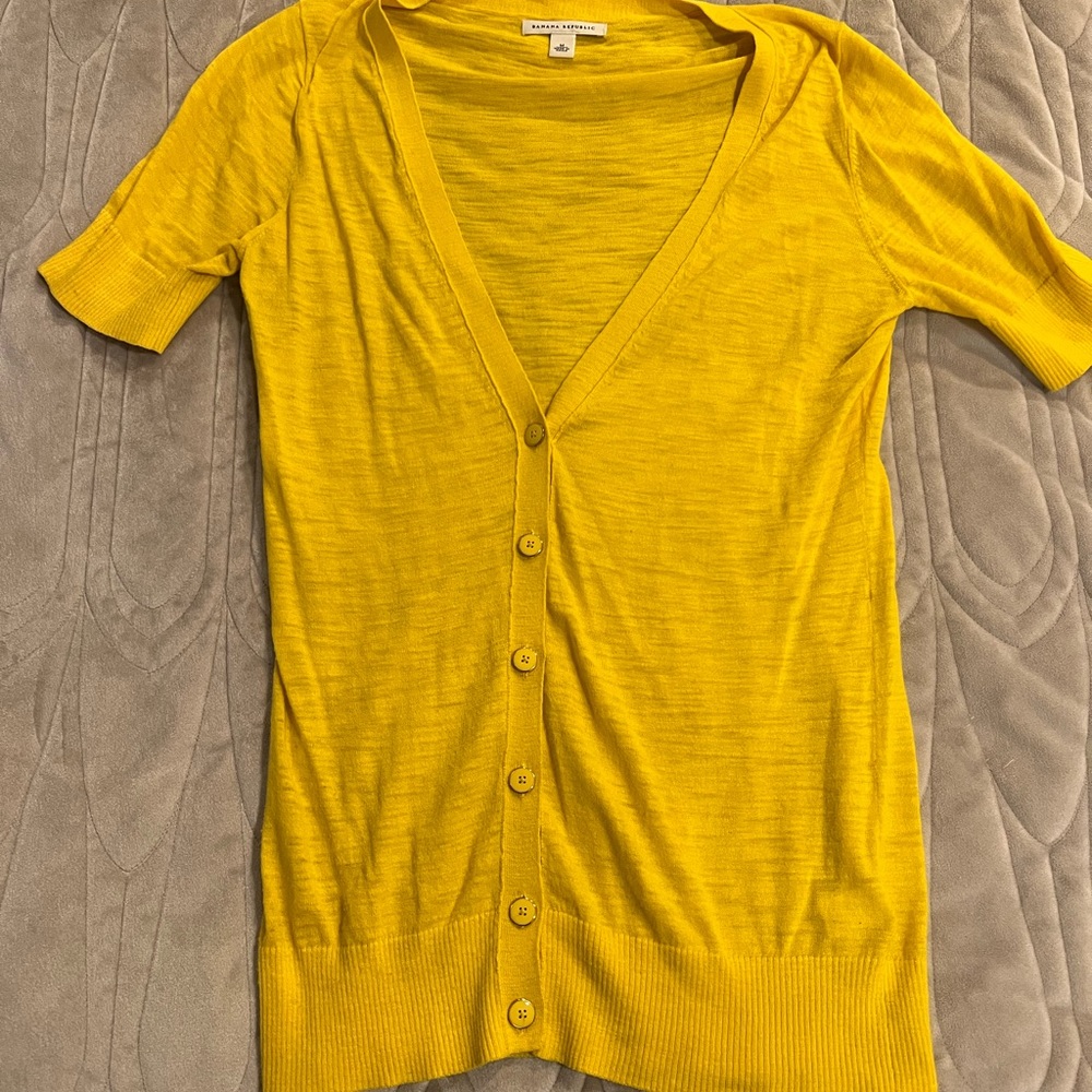 Banana republic Yellow short sleeve cotton summer cardigan